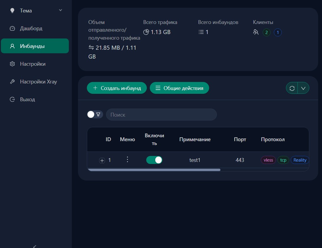 интерфейс добрых волшебников 3x-ui